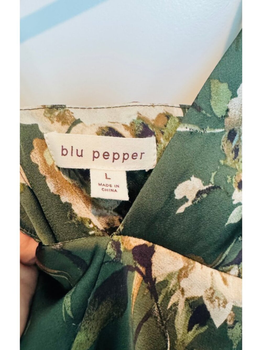 Blu Pepper Green Floral Midi Dress NWT Size L - Picture 4 of 5